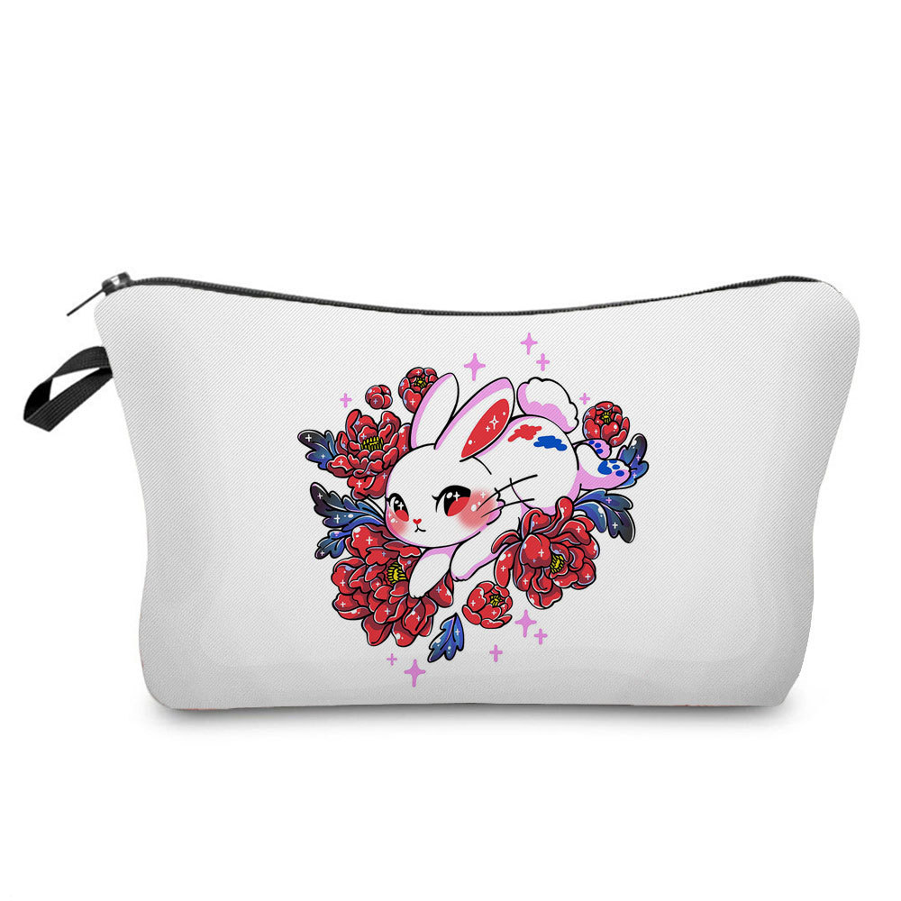 Picture of Trendy cartoon new rabbit printed cosmetic bag fashionable cute drop-resistant storage bag large capacity wash bag