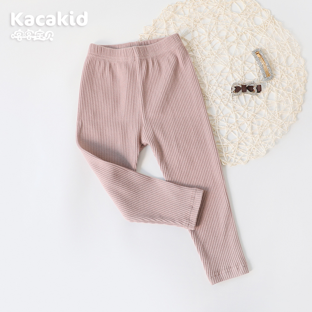 Picture of Girls' Autum Outer Leggings, Category a Cotton Kidsren's Pants, Kidsren's Clothing, Boys' Linen Pants, Elastic Pure Color Baby Pants