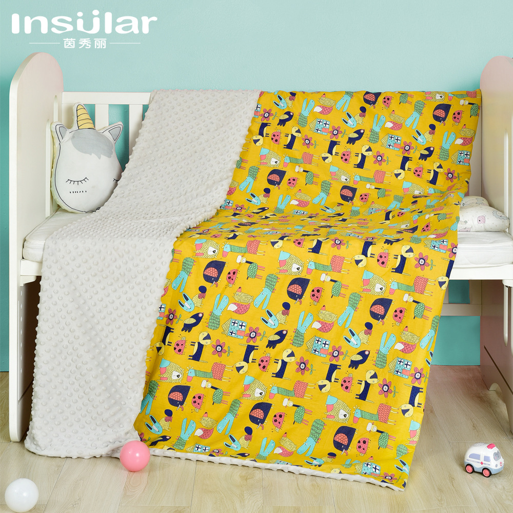 Picture of Baby Blanket Cotton Cartoon Baby Double Blanket Four Seasons Children 3D Soothing Bean Blanket Cart Blanket