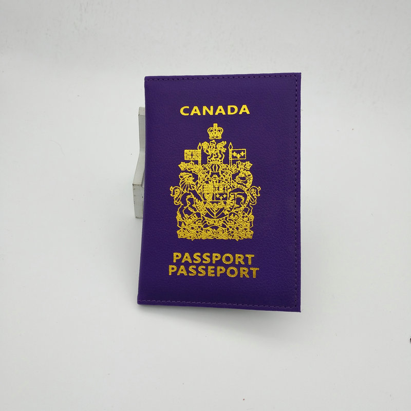 Picture of PU material open two-fold Canadian passport holder multi-color optional ID passport leather protective cover