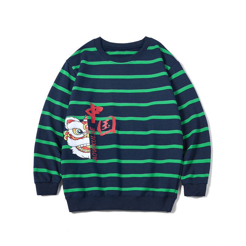 Picture of European point children's clothing spring Korean new children's sweater middle children's national fashion printed top boys long sleeve base shirt