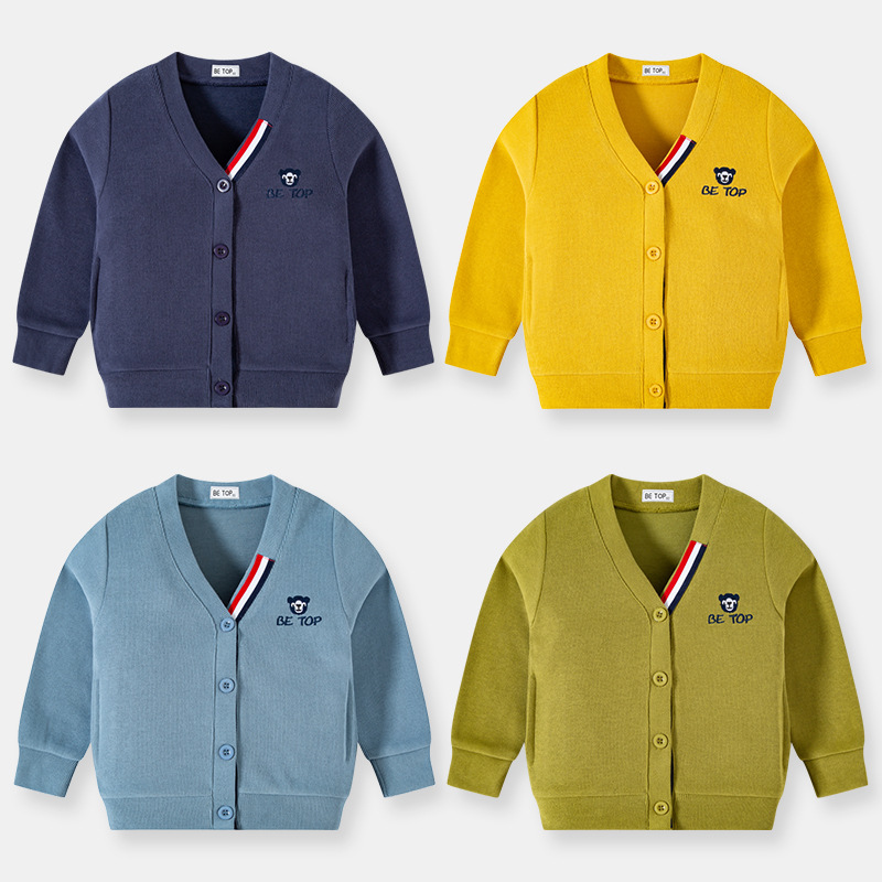 Picture of Betop Kidsren's Clothing 2025 Spring & Fall New Kidsren's Outwear French Threaded Top Boys' Knitted Knitwear Embroidered Cardigan