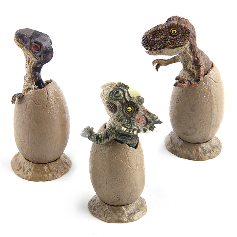 Picture of Foreign Trade Semi-Hatching Tyrannosaurus Triceratops Velociraptor Dinosaur Egg Combination with Base Model Ornament Factory Direct Sale