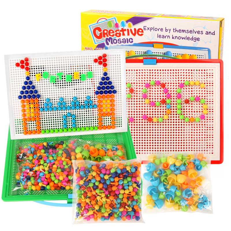 Children's puzzle puzzle mushroom nail toy 296 pieces mushroom Ding puzzle puzzle early education toys wholesale