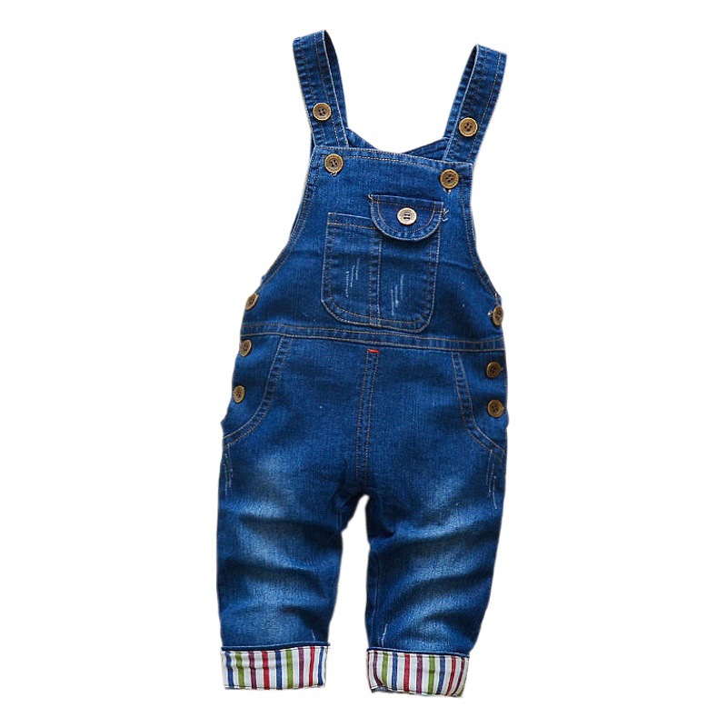 Boys and Girls Suspenders Spring and Autumn Children's 1-3 Years Old Denim Trousers Children's Solid Color Boys' Denim Suspenders Trendy