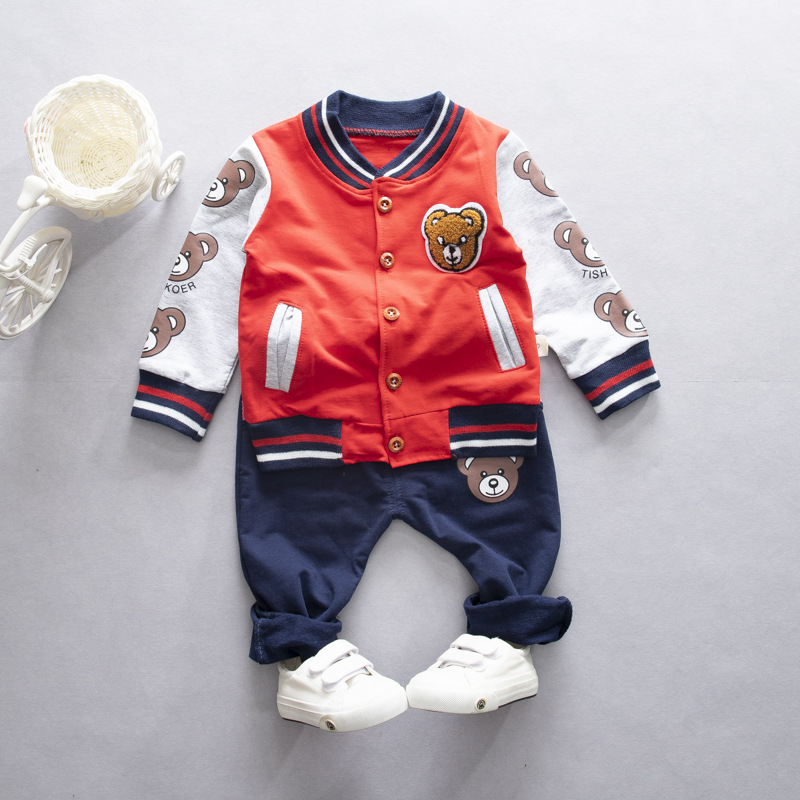 Picture of Spring and Autumn Children's Fashion Set Boys and Girls Jacket Pants Two-Piece Set Baby Cartoon Baseball Dress Set