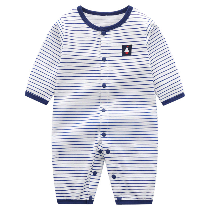 Picture of Baby's cotton jumpsuit spring and summer new long-sleeved baby split romper Navy style summer thin breathable romper