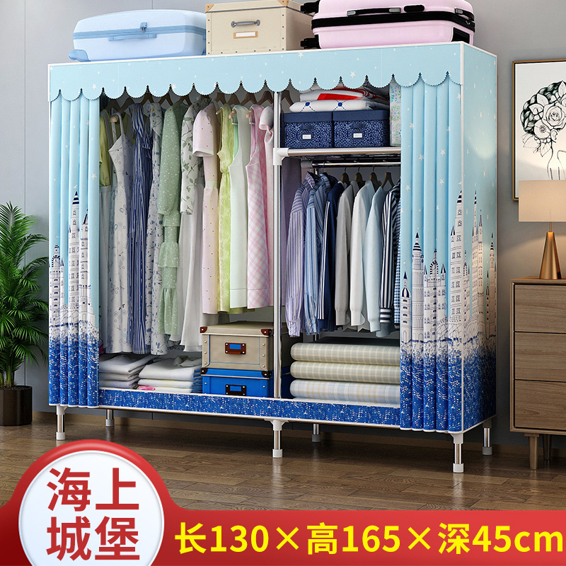 Picture of 2025 New Steel Pipe Fabric Wardrobe Simple Assembly Wardrobe Home Bedroom Cabinet Rental Single Wardrobe