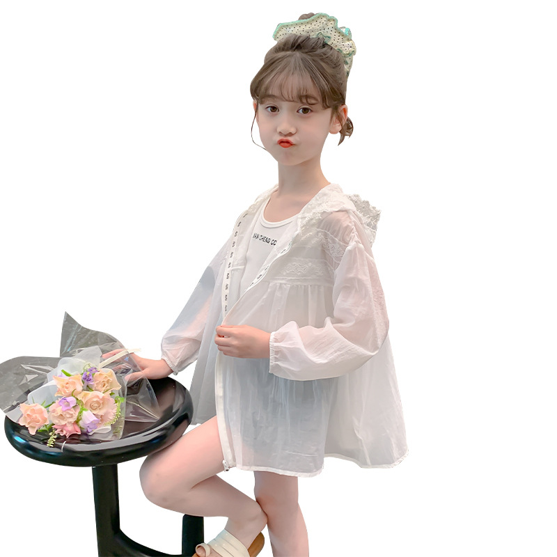 Picture of Girls Sun Protection Clothing Summer Clothing 2025 New Kidsren's Hooded Zipper Shirt Jacket Thin Outdoor Anti-Uv Top