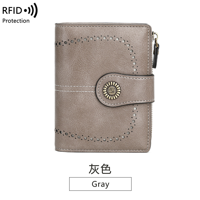 Picture of Wallet Women's Fashion Cross-Border Rfid Anti-Magnetic Wallet Short Zipper Buckle Wallet European and American New Large Capacity Women