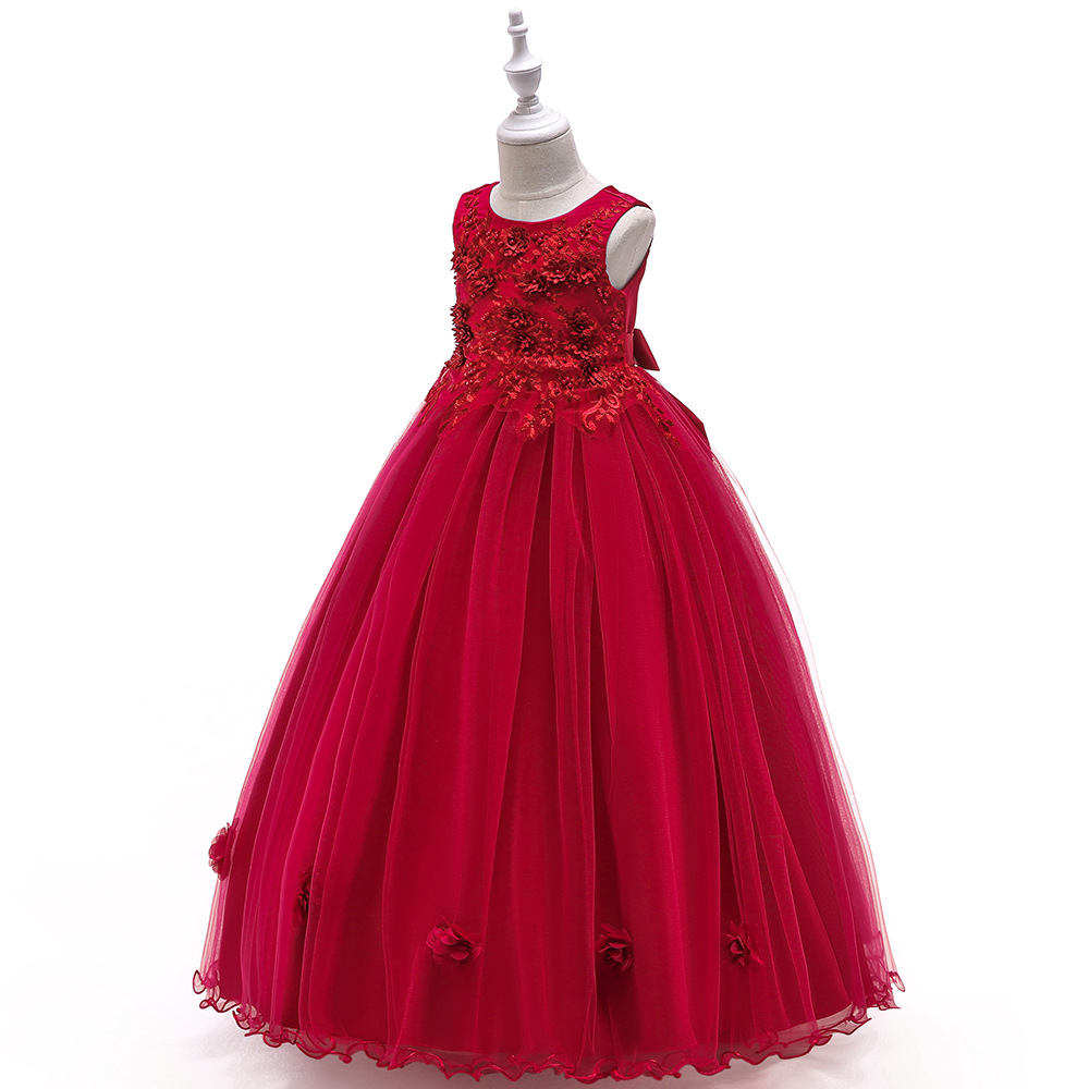 Picture of Cross-border New Children's Long Dress Flower Beaded Long Dress Girls' Catwalk Performance Puffy Princess Dress