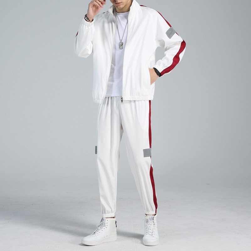 Set Men's Spring and Autumn Jacket Two-piece Set Korean Casual Skinny Pants Fashion Trend Outdoor Sports Suit