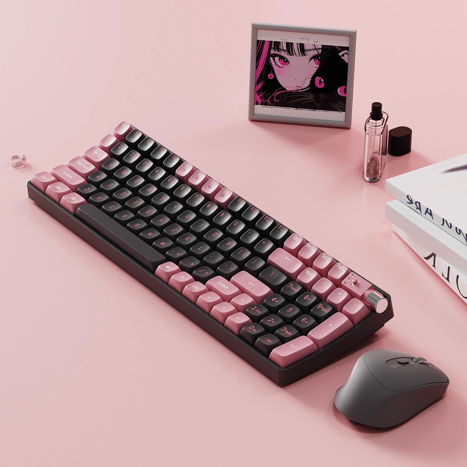 Picture of New product dream family small warped bluetooth mechanical keyboard mouse suit wireless multi-mode girls high color value computer office