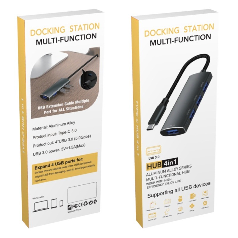 Type-C Docking Station Hub Hub Splitter One to Four Computer Plug Usb3.0Hub Multi-Port Docking Station