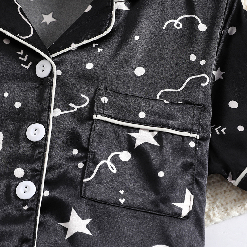 Picture of Spring and Summer thin summer pajamas two pieces Girls' Home clothes air conditioning clothes children's short sleeve suit children's suit