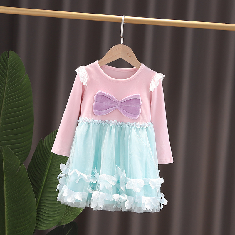 Picture of 2025 New Foreign Trade Children's Clothing Spring and Autumn Pure Cotton Long Sleeve Girls Mermaid Snow White Dress Velvet Skirt