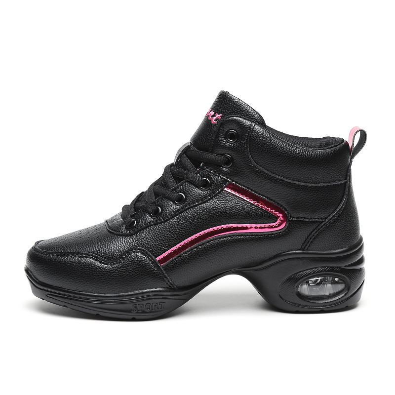 Picture of New Sailor Dance Shoes Women Dance Shoes Leather Adult Soft Sole Dance Shoes Middle Heel Boots High Top Square Dance Four Seasons