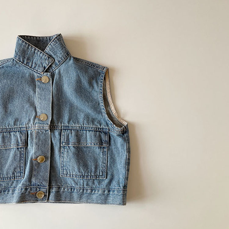 Picture of Children's Spring and Autumn Korean Children's Wear for Boys and Girls Washed Denim Vest ins Sleeveless Jacket Cross-border Small and Medium-sized Children's Top