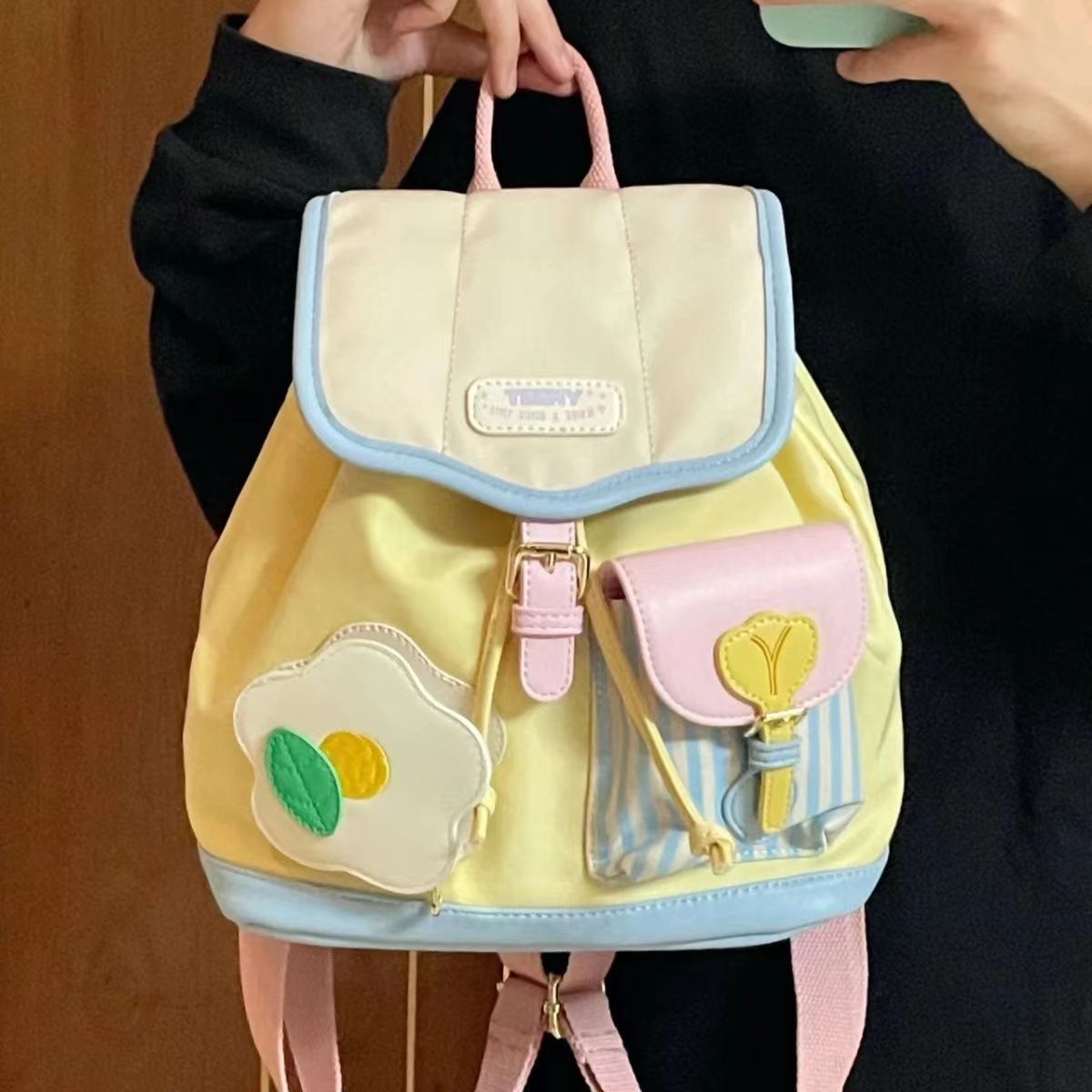 Cross-border wholesale mini backpack 2023 new Korean style color matching male and female student schoolbag fashion casual backpack fashion