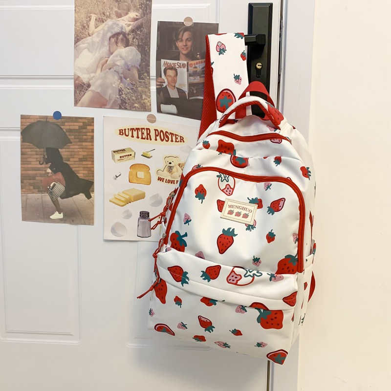 Picture of Japanese Style Fresh Style Distinctive Graffiti Junior High School Schoolbag Women's Large Capacity Casual Strawberry Bear Printed Backpack
