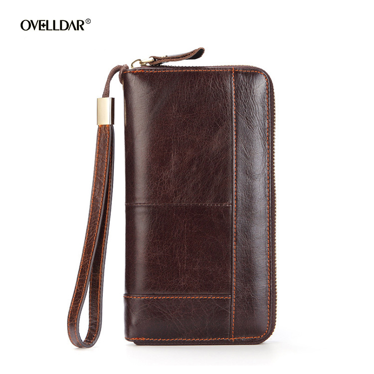 Picture of Men's Long Clutch Bag Genuine Leather Wallet First Layer Cowhide Wallet Bag Business Mobile Phone Bag Multi-Functional Clutch Bag