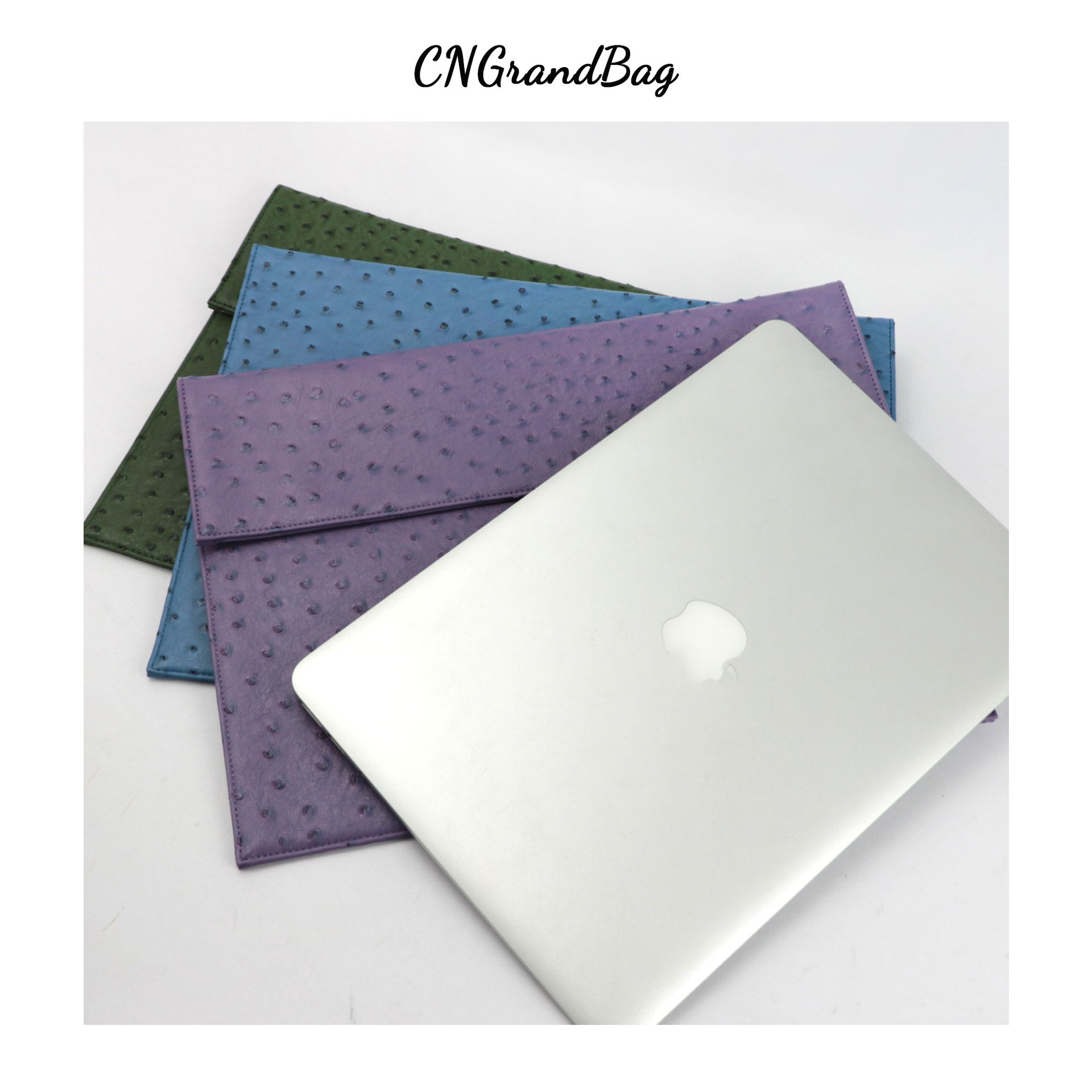 Picture of PU13/15 inch Apple laptop bag fashion ostrich pattern envelope bag business leather clutch sleeve bag