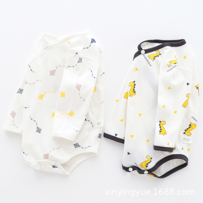 Picture of Factory wholesale autumn and winter new baby clothes cotton long sleeve children's jumpsuit boneless partial open fart clothes