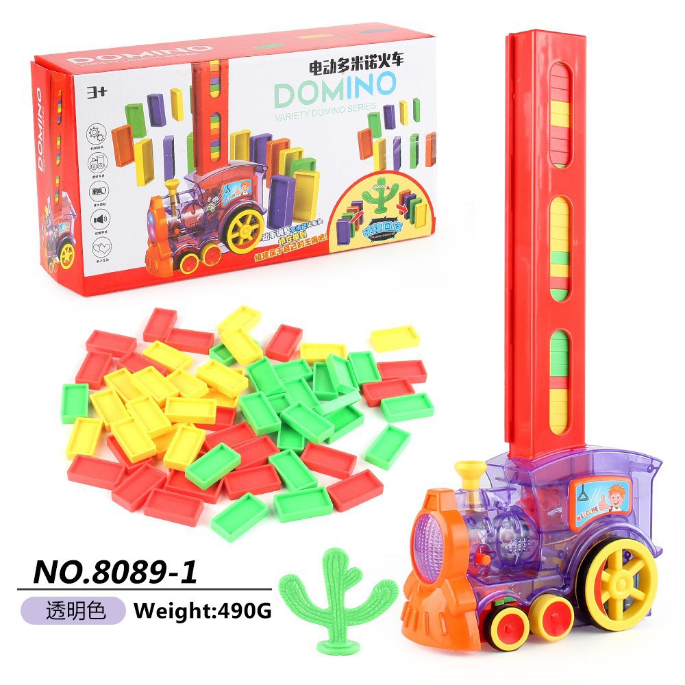 Picture of Transparent Dominoes Educational Kidsren's Automatic Card-Raising Electric Train Douyin Same Toys Wholesale