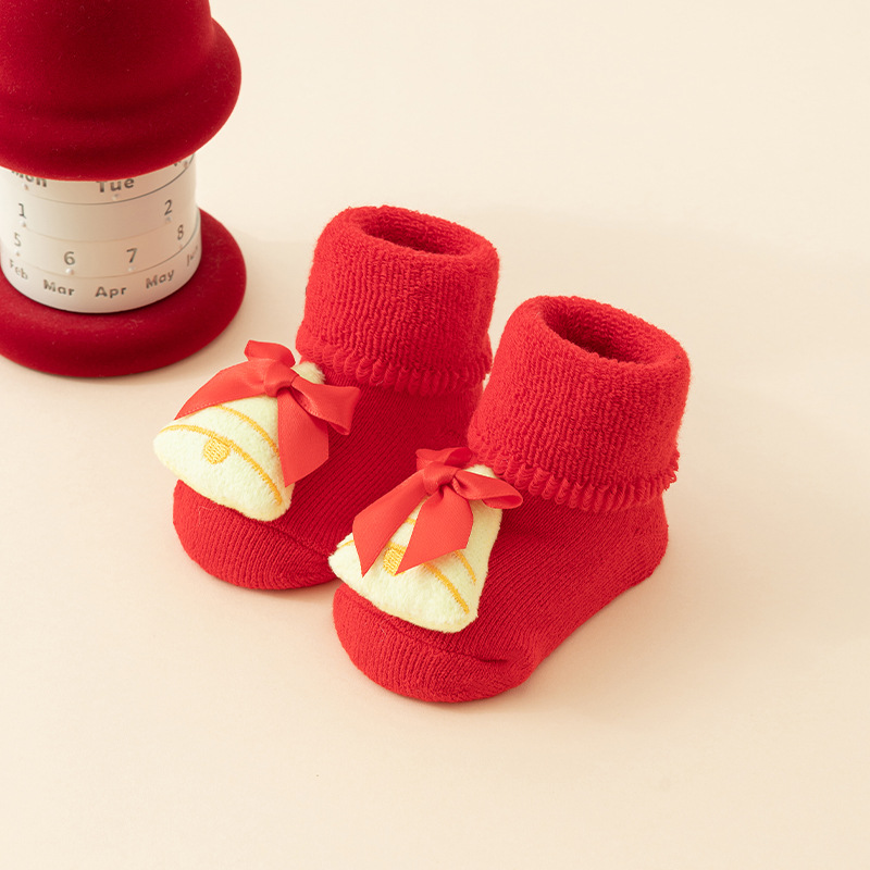 Picture of Newborn baby baby terry socks autumn and winter thick non-slip Christmas socks toddler red floor socks wholesale