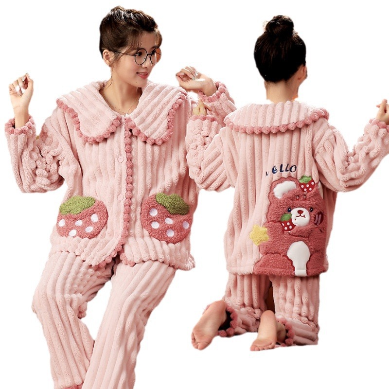 Picture of Children's pajamas autumn and winter flannel girl's parent-child Women's clothing cute cartoon medium and large children's warm homewear