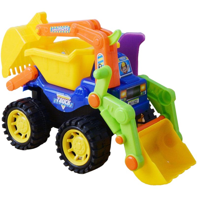 Cross-border Hot Sale Children Inertia Engineering Vehicle Toy Boy Large Excavator Forklift Truck Model Beach Toy