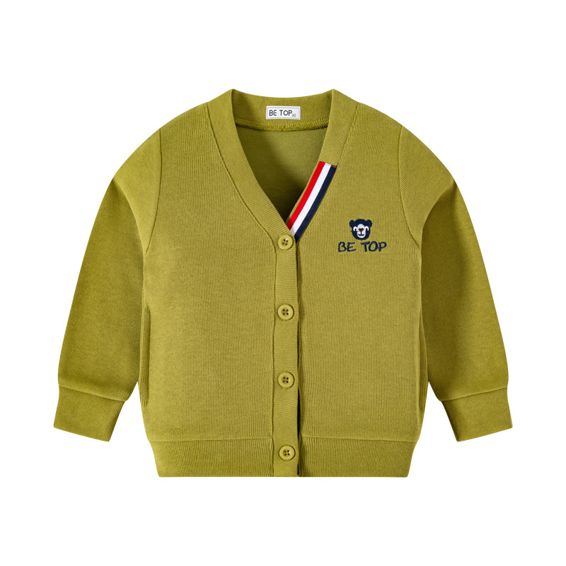 Picture of Betop Kidsren's Clothing 2025 Spring & Fall New Kidsren's Outwear French Threaded Top Boys' Knitted Knitwear Embroidered Cardigan