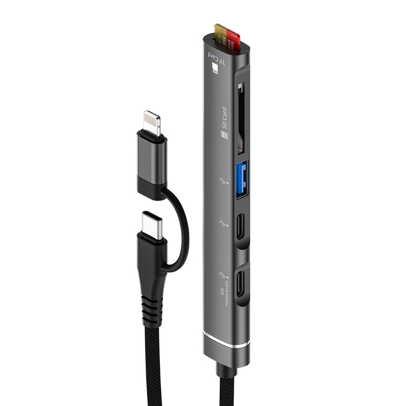 Picture of Docking station for Apple Android TF/SD card reader USB/Type-C female Port multi-function five-port hub