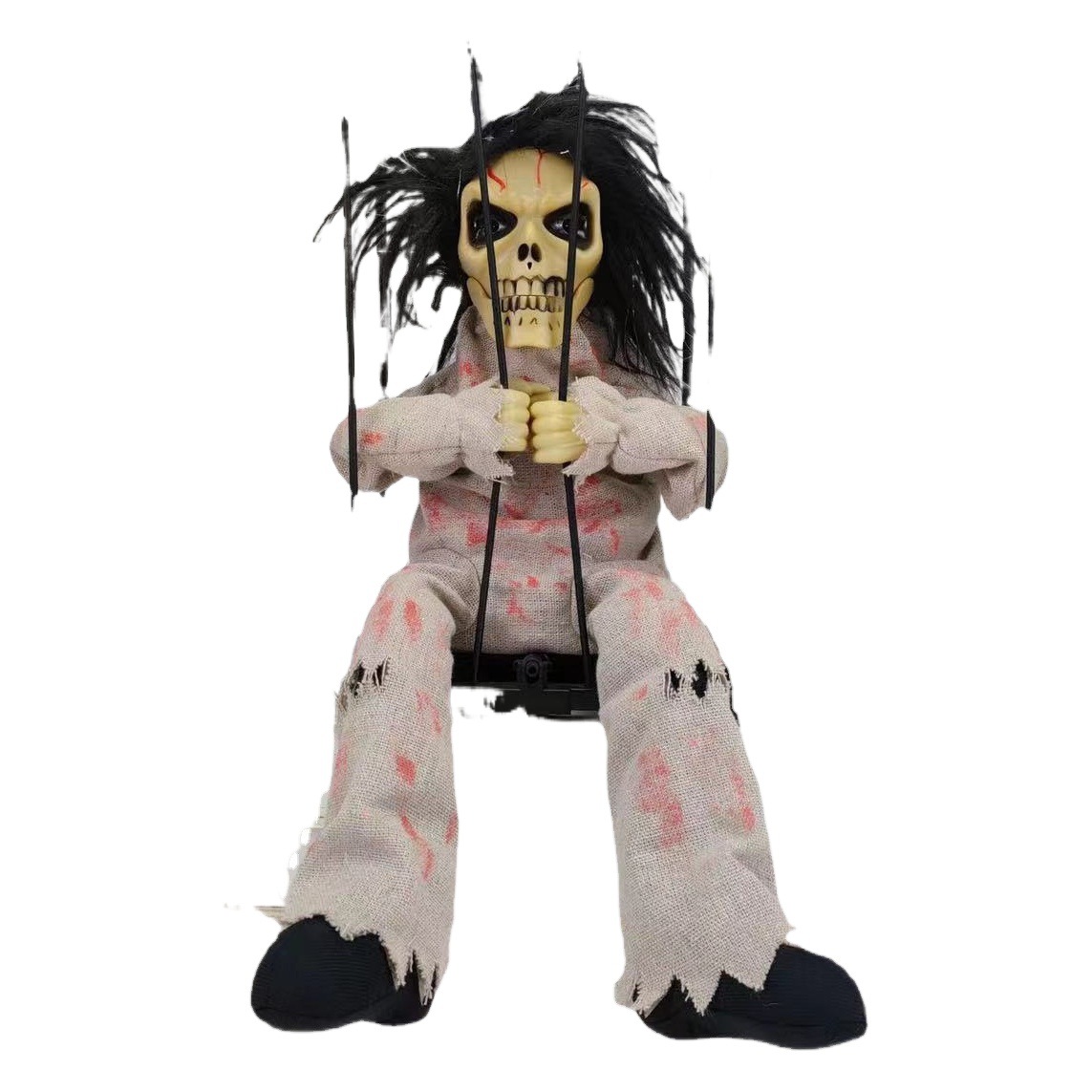 Halloween bewitched the whole person toy Cage Ghost Cage Ghost Luminous Ghost called Voice Control hanging ghost Halloween day decoration Road