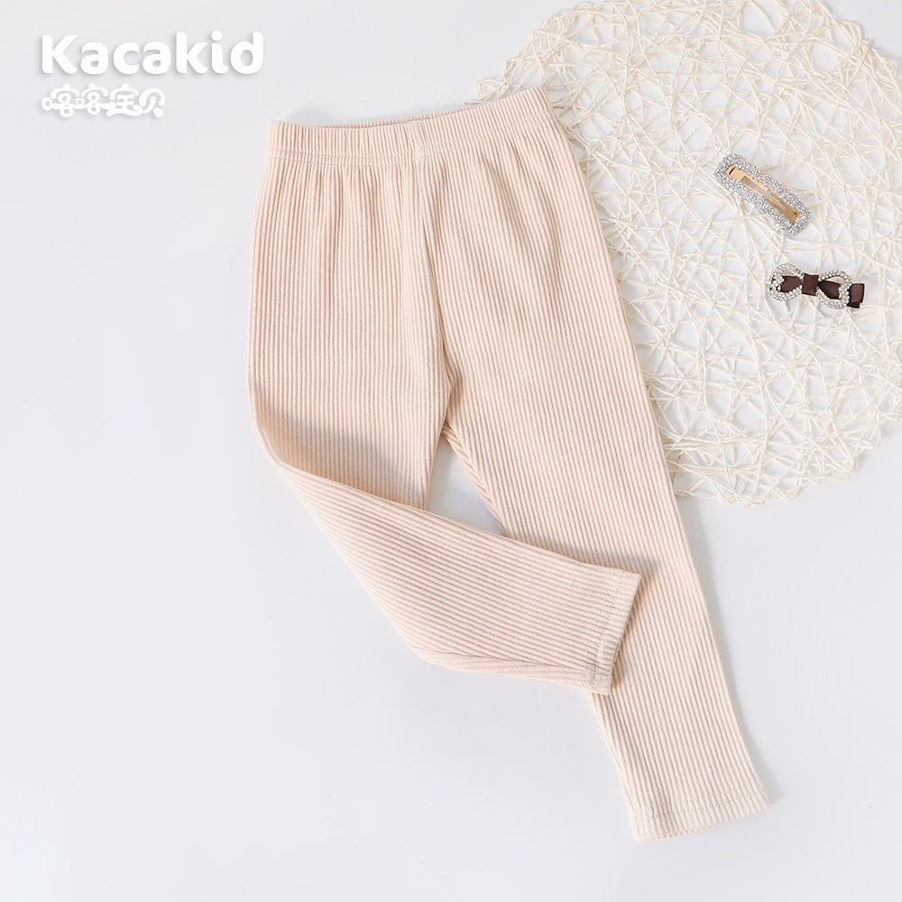 Picture of Girls' Autum Outer Leggings, Category a Cotton Kidsren's Pants, Kidsren's Clothing, Boys' Linen Pants, Elastic Pure Color Baby Pants