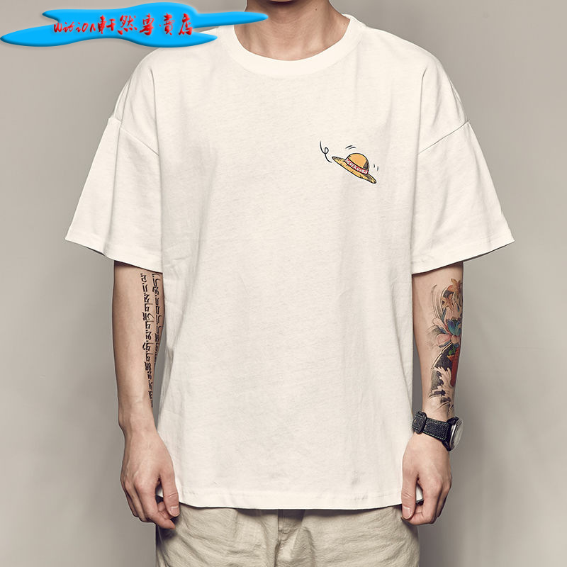 Picture of Summer Luffy Printed Short-sleeved T-shirt Men's Extra Large Size Loose Half-sleeved Couple's Fat Trendy Brand T-shirt