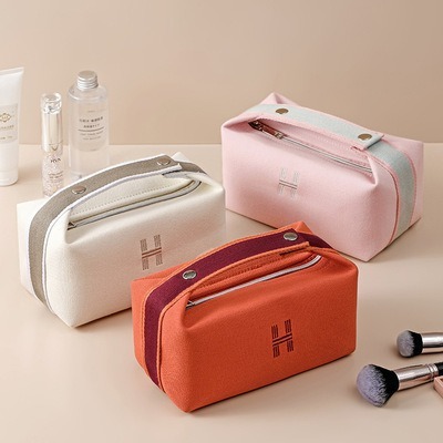 Ins Style High-Looking Cosmetic Bag Women's Portable Multi-Functional Canvas Cosmetics Bag Large Capacity Simple Waterproof Toiletry Bag