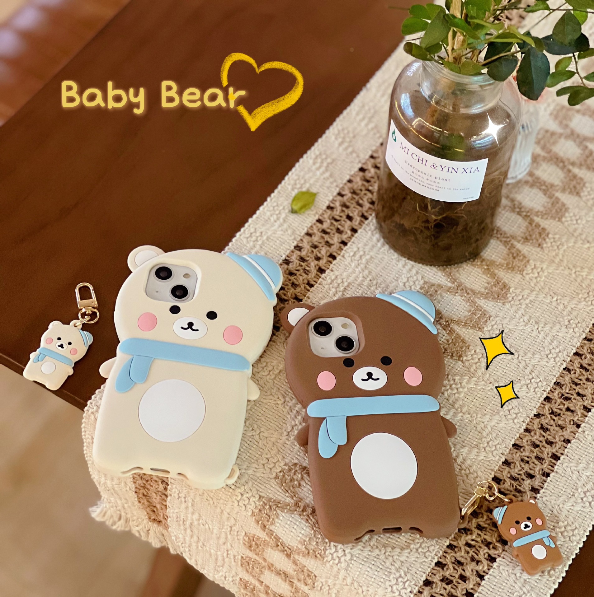 Cartoon scarf bear iphone13pro max Apple 12 phone case for cute xs silicone xr pendant