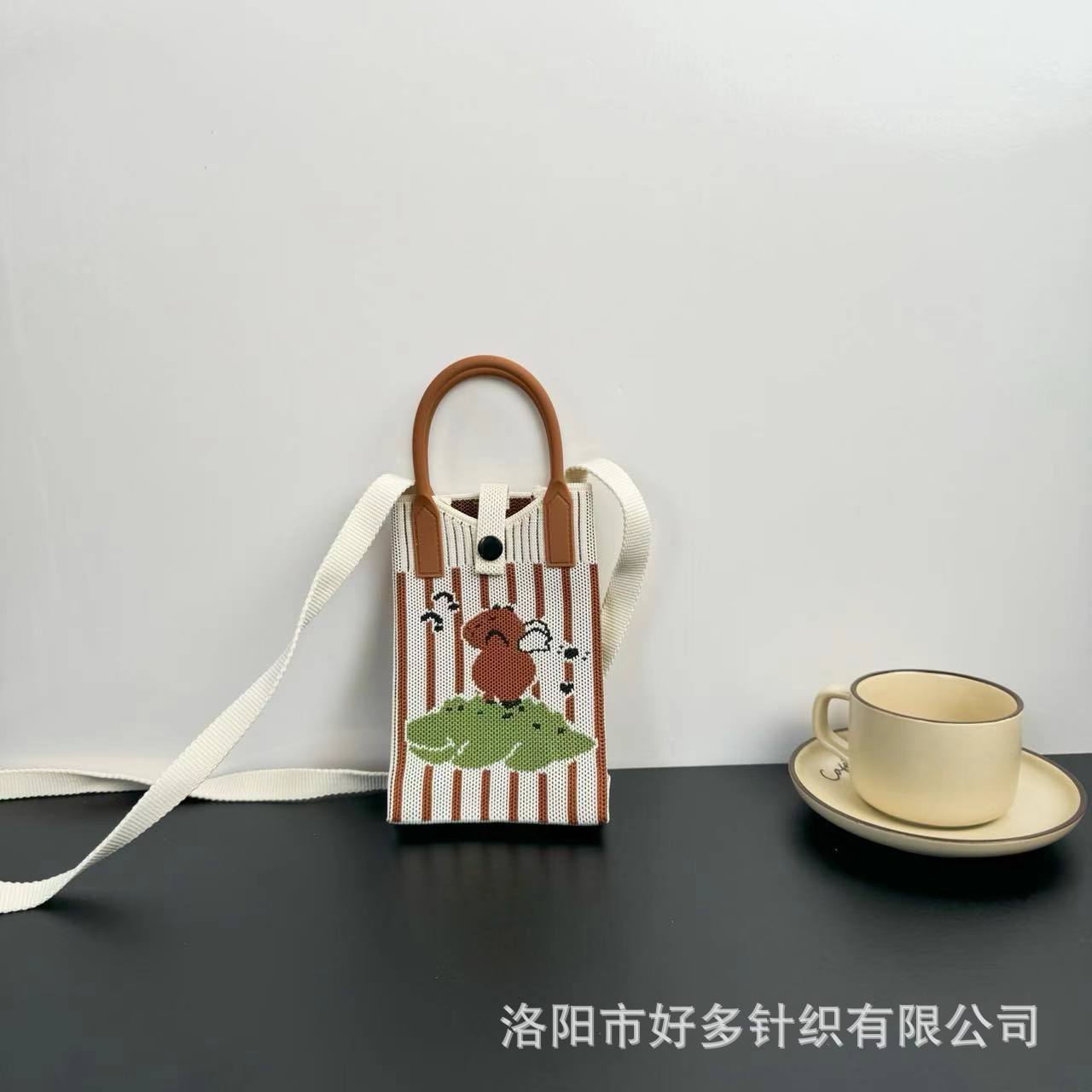 Picture of Advanced Sense Ins Mobile Phone Bag New Cartoon Knitted Bag Dopamine Niche All-match Crossbody Shoulder Bag Handbag