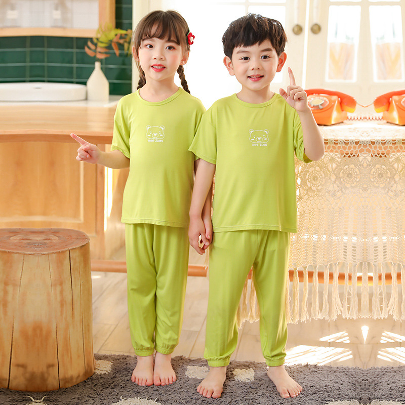 Picture of Summer new children's home clothing set modal boys and girls short sleeve pants set a generation of hair
