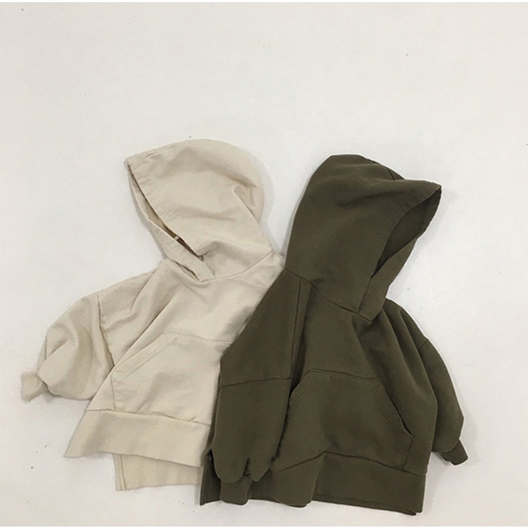 Picture of Children's spring and autumn Korean style fashionable top for boys and girls loose asymmetric feet split terry cotton pullover sweater T