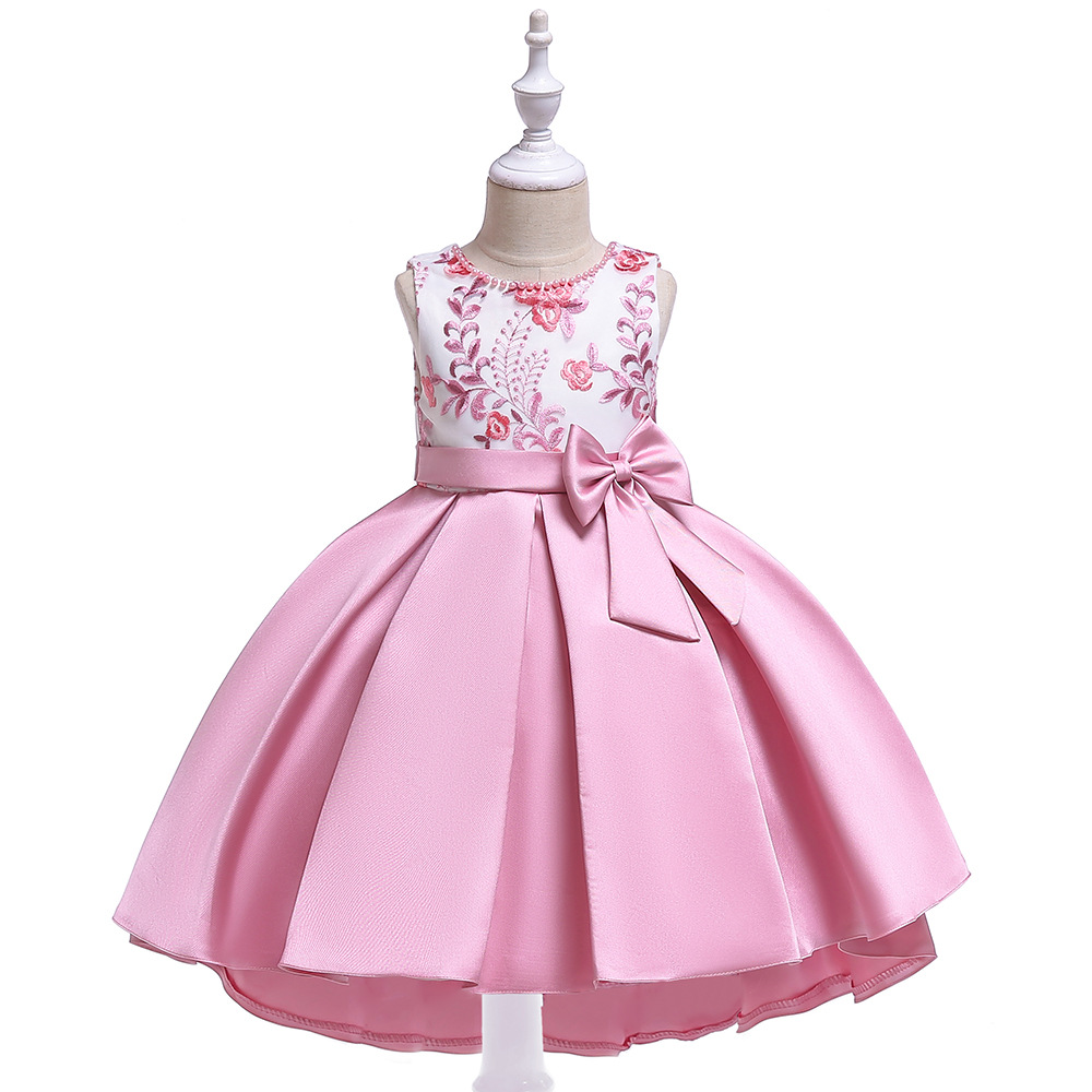 Picture of European and American Kidsren's Dress Girls Embroidered Beaded Princess Dress Bow Evening Dress Children's Catwalk Dress