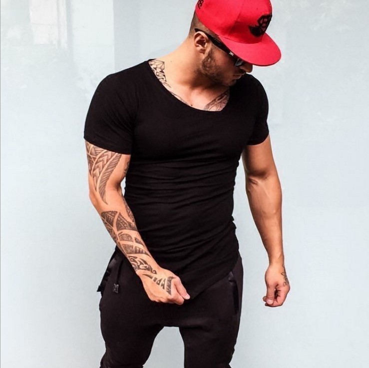 Picture of Muscle Maiba Summer Sports Short-Sleeved Tight-Fitting Fitness Running Quick-Drying Breathable Elastic Thin Training Clothes Top