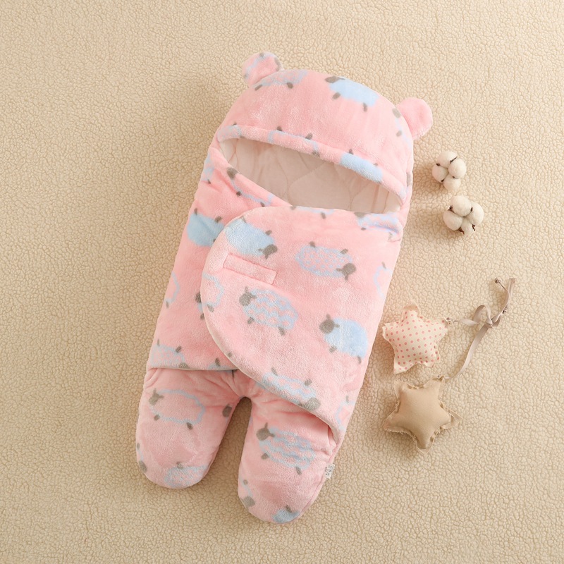 Picture of Baby Cushion Flannel Baby Sleeping Bag Thickened Split Leg Kick-proof Cushion Baby Bag Autumn and Winter Newborn Swaddle Bag