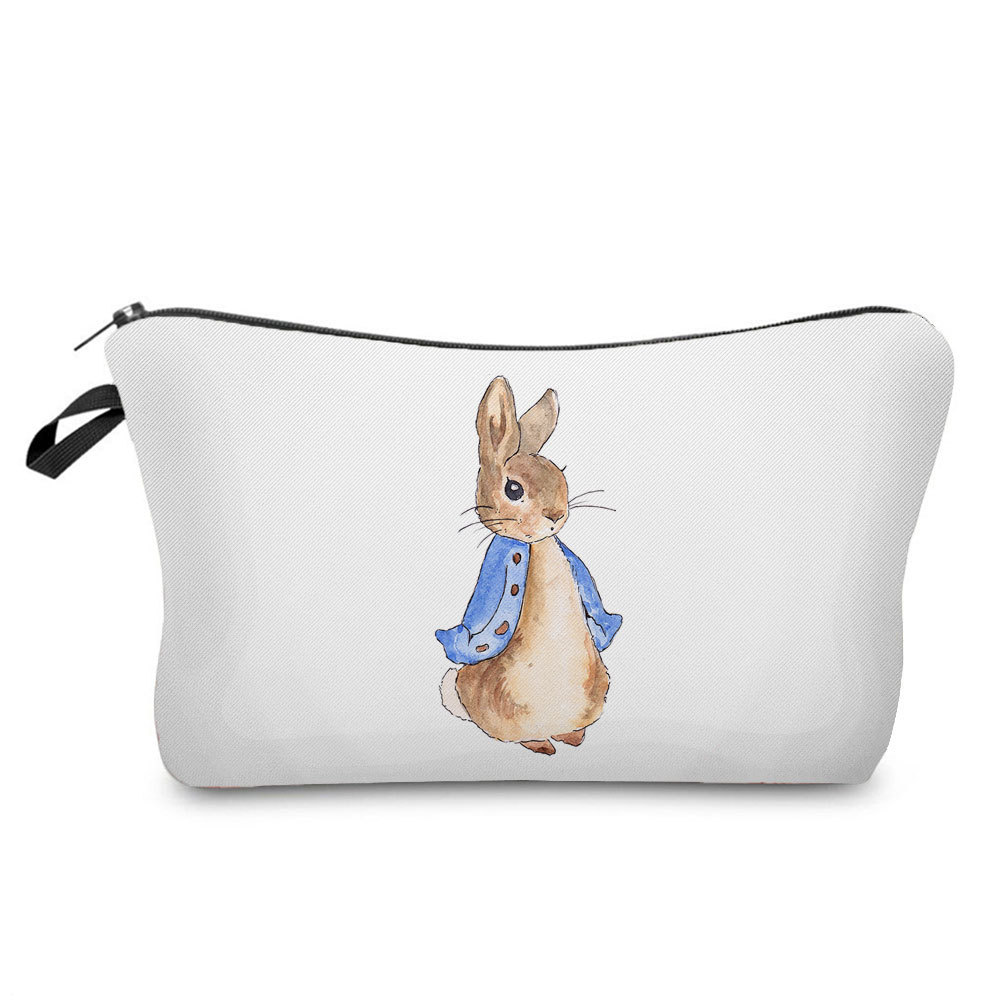 Picture of Trendy cartoon new rabbit printed cosmetic bag fashionable cute drop-resistant storage bag large capacity wash bag