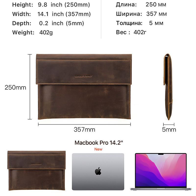 Picture of Suitable for macbook pro14 leather protective case magnetic buckle apple laptop 13.3 inch liner bag