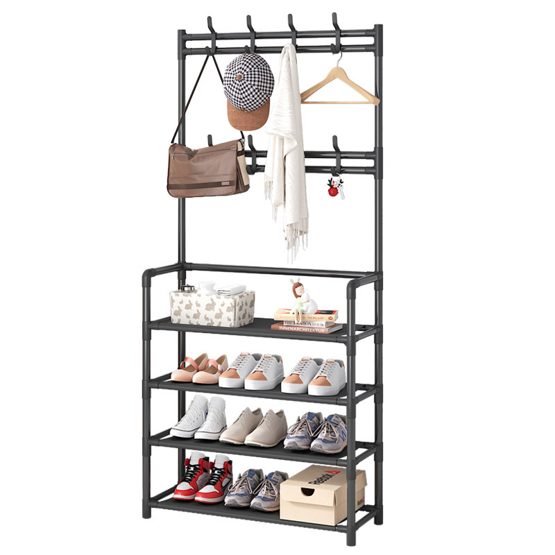 Picture of Coat Rack Bedroom Indoor Dormitory Clothes Rack Household Simple Storage Rack Simple Floor-Standing Multi-Functional Combination Shoe Rack
