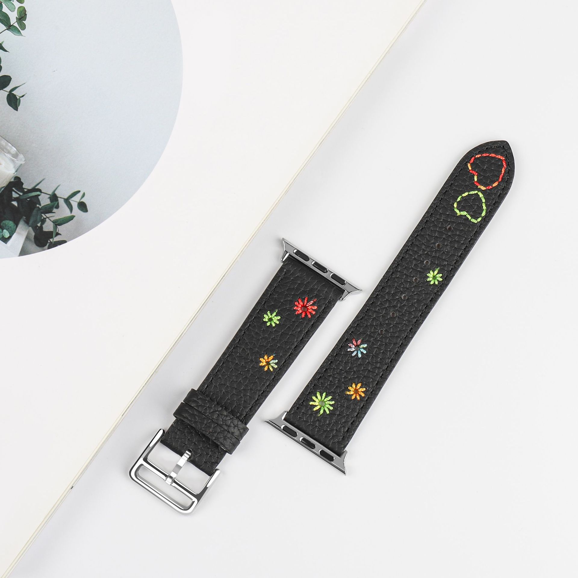 Picture of For Apple Watch Strap Leather Stitch appleiwatchs109ultra Litchi Pattern Watch Strap in stock