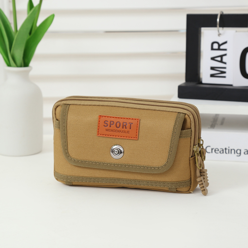 Picture of Creative Flip Canvas Waist Bag Men's Business Durable Multi-Layer Coin Purse Construction Site Work Portable Zipper Mobile Phone Bag