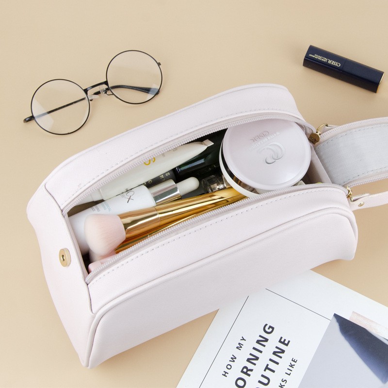 Picture of New high-value double-pull cosmetic storage bag cosmetic bag a batch of portable travel cosmetic bag